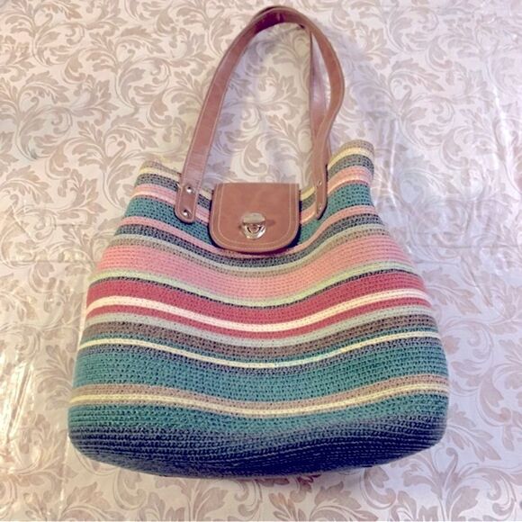 Striped Summer Woven Handbag Shoulder Bag Gorgeous - Picture 1 of 6